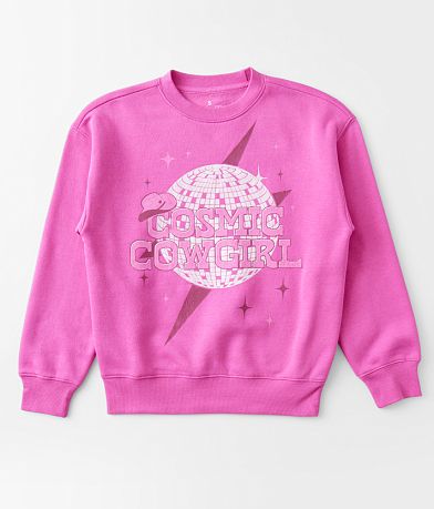 Goodie Two Sleeves Girls - Cosmic Cowgirl Pullover front view
