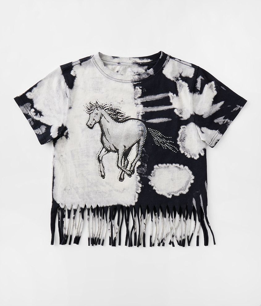 Girls - Goodie Two Sleeves Horse Cropped Fringe T-Shirt
