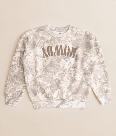 Goodie Two Sleeves Girls - Rowdy Camo Pullover front view
