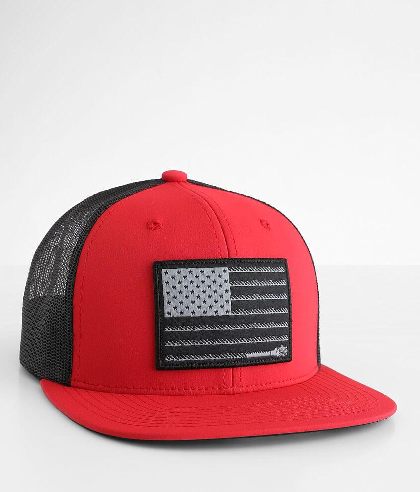 Hooey Liberty Roper Trucker Hat Men's Hats in Red Black Buckle