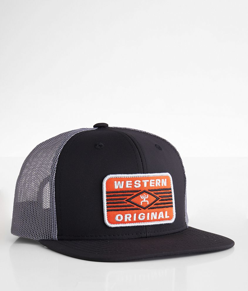 Hooey Western Original Trucker Hat Men's Hats in Black Grey Buckle
