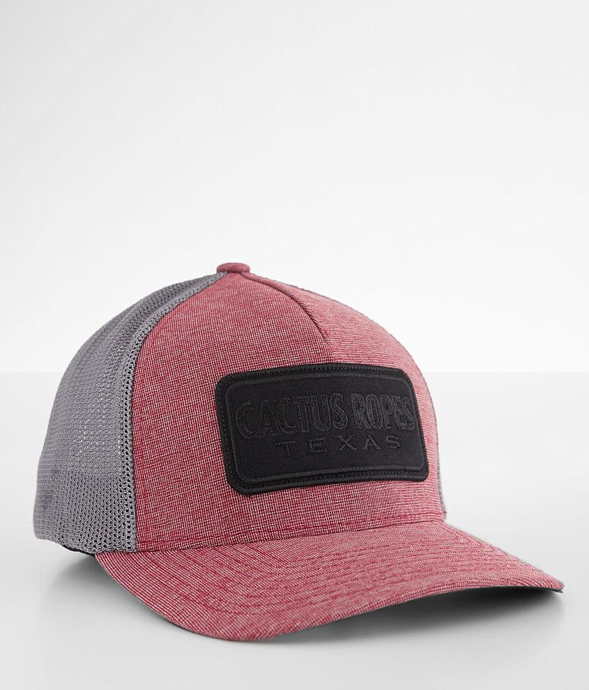Hooey Cactus Ropes Stretch Trucker Hat Men's Hats in Maroon Grey Buckle