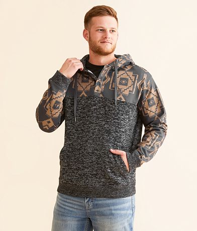 Hooey Jimmy Pieced Hooded Henley Sweatshirt front view