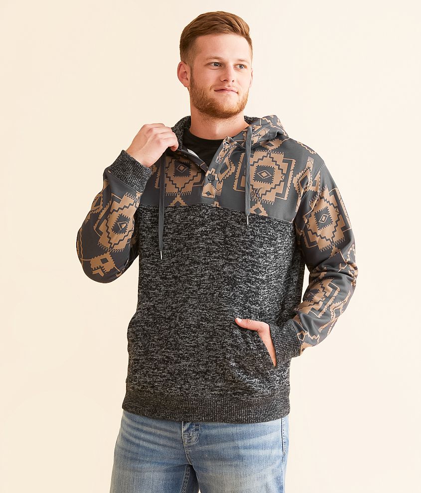 Hooey Jimmy Pieced Hooded Henley Sweatshirt