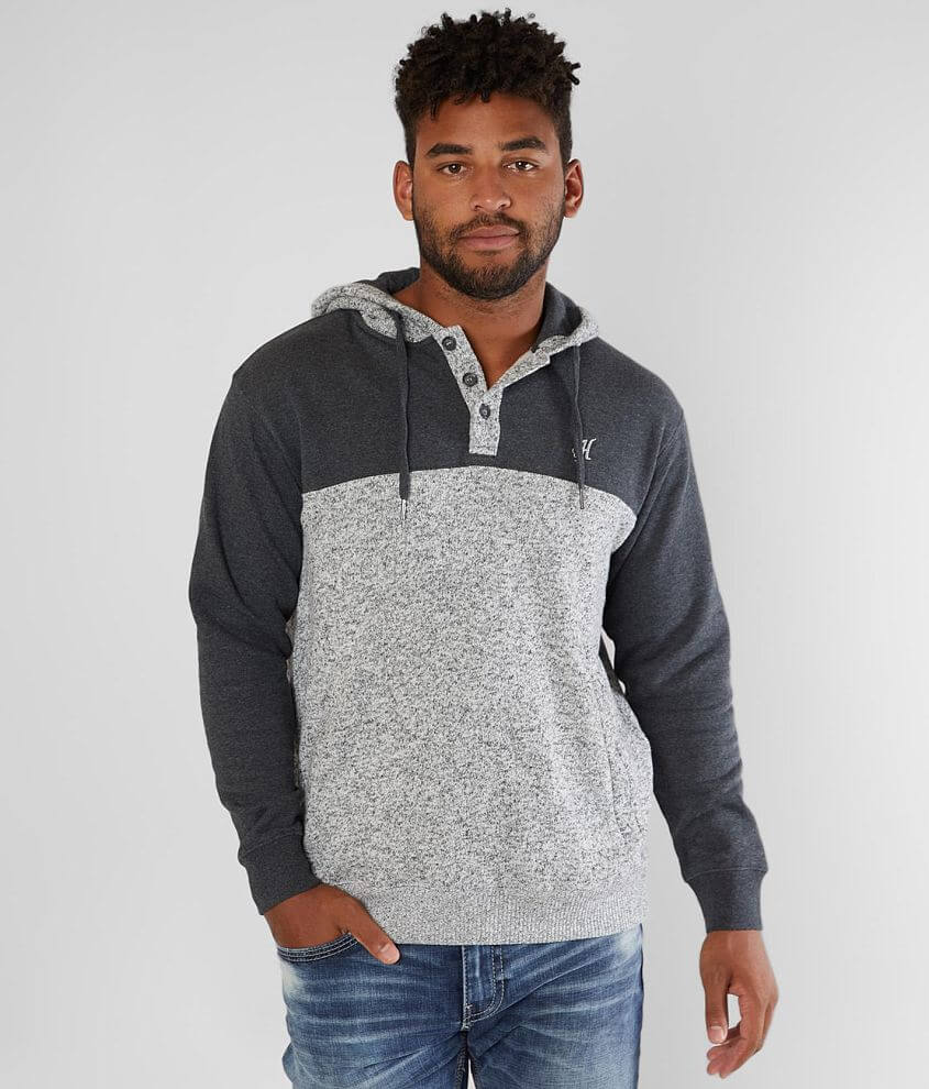Hooey Jimmy Hooded Henley Sweatshirt Men's Sweatshirts in Grey