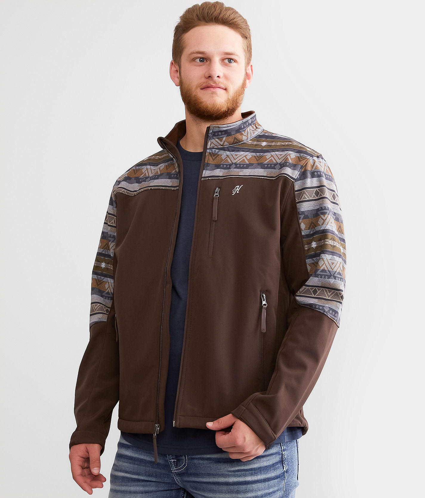 Hooey Aztec Softshell Jacket - Men's Coats/Jackets in Brown Aztec