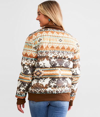 Hooey Aztec Puffer Jacket - Women's Coats & Jackets in Tan Brown | Buckle
