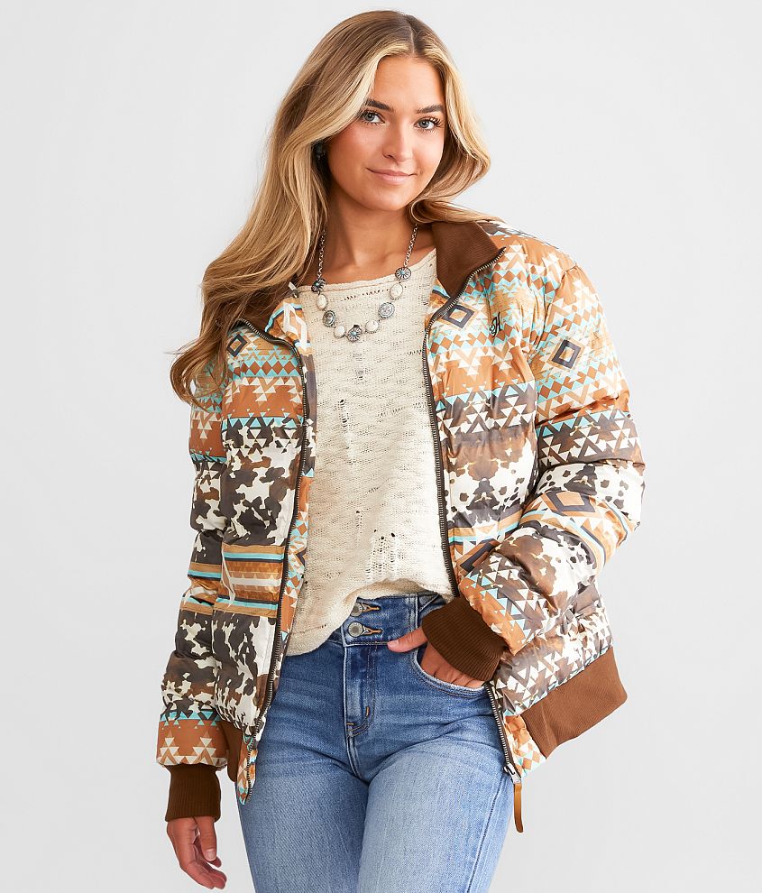 Hooey Aztec Puffer Jacket - Women's Coats/Jackets in Tan Brown | Buckle