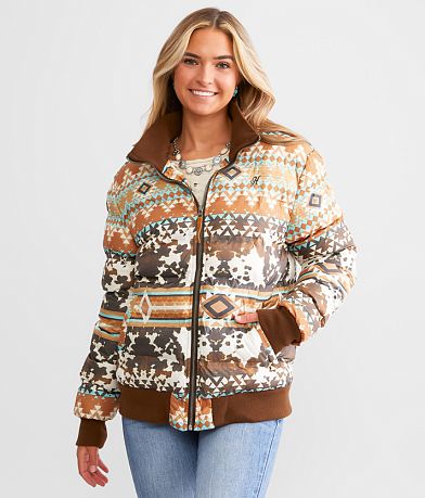 Hooey Aztec Puffer Jacket - Women's Coats & Jackets in Tan Brown | Buckle