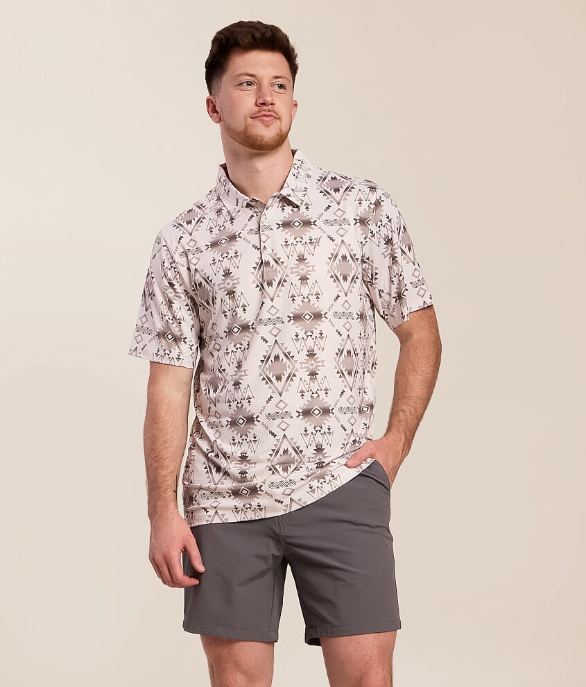 Hooey Weekender Cowboy Golf Performance Polo - Men's Polos in Tan