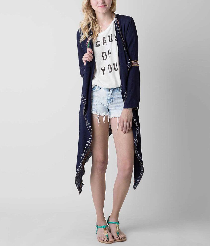 Hot &#38; Delicious Embroidered Cardigan front view