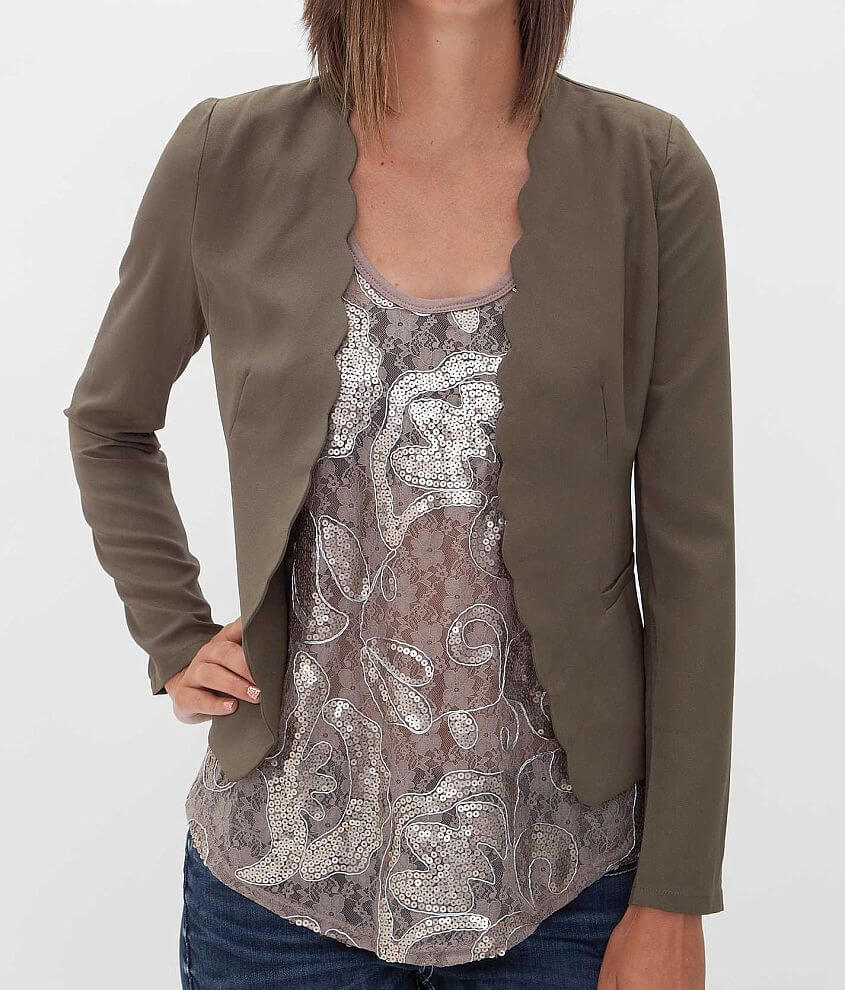 Hot &#38; Delicious Scalloped Blazer front view