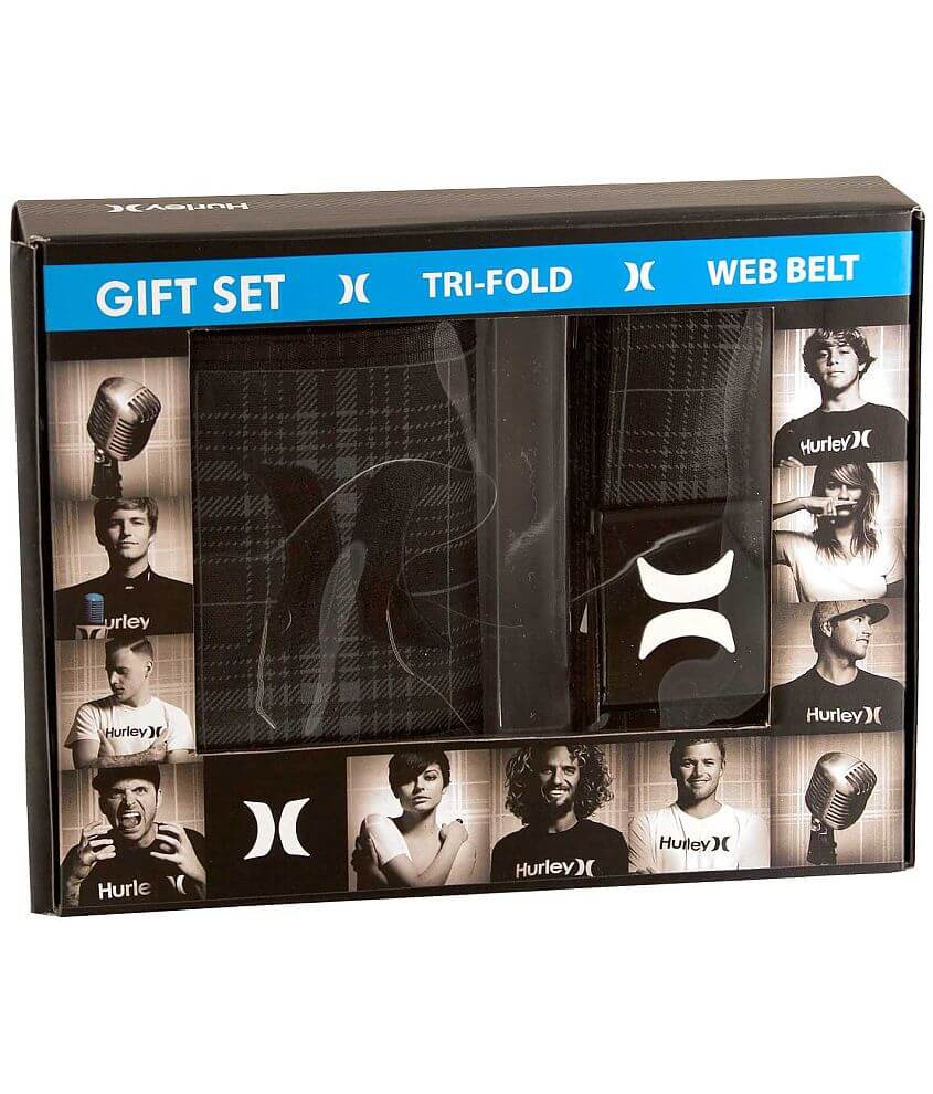 Hurley Plaid Wallet & Belt Gift Set front view