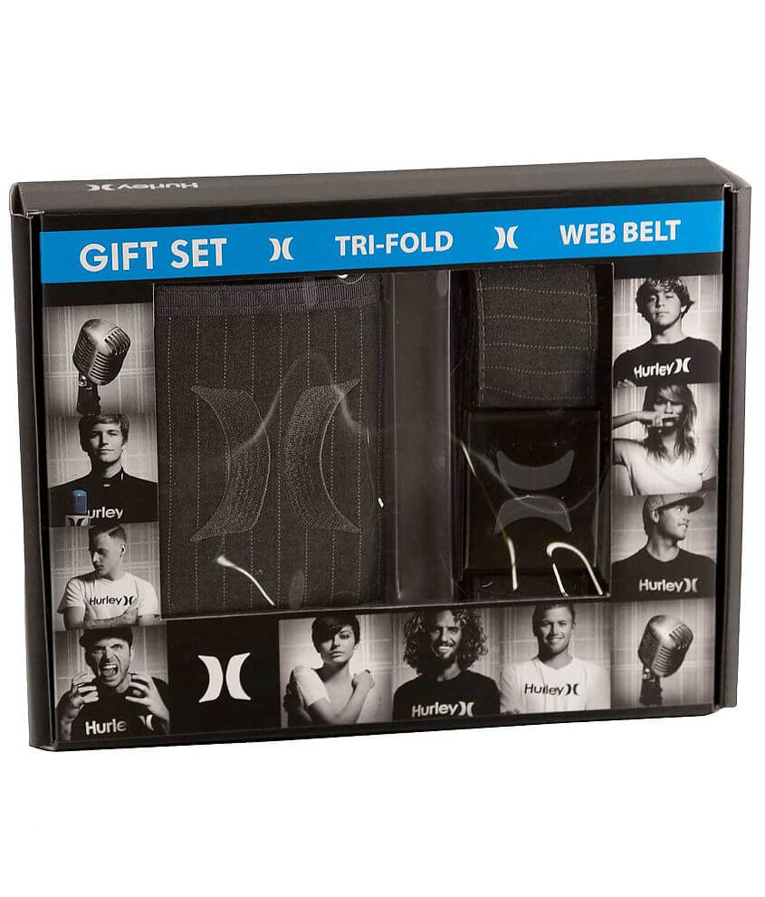 Hurley Pinstripe Wallet & Belt Gift Set front view