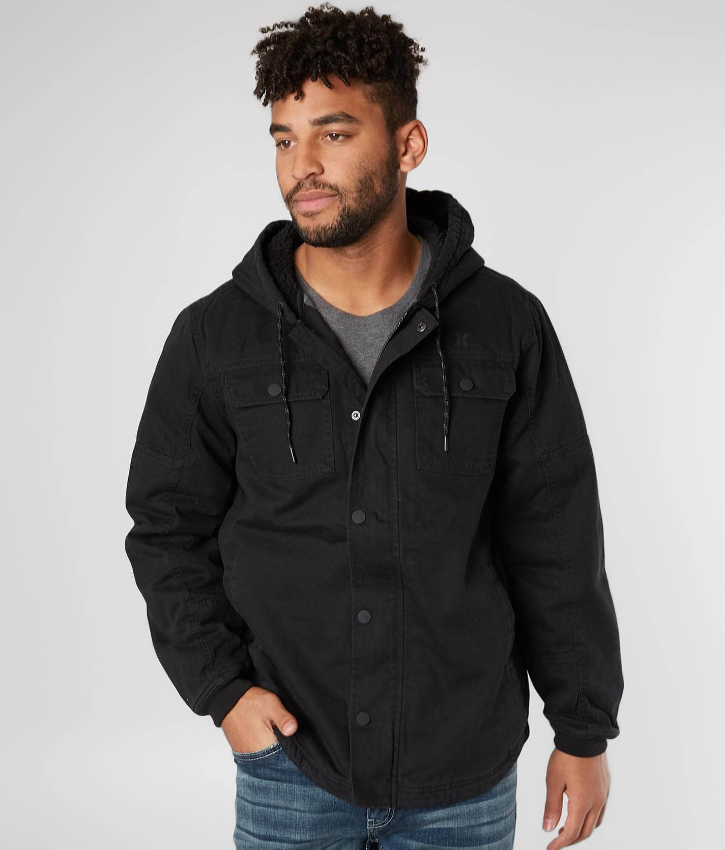 black mens hooded jacket