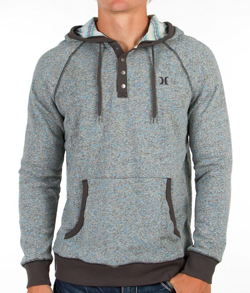 Hurley Techno Henley Hoodie - Men's Sweatshirts in Heather Mineral Grey ...