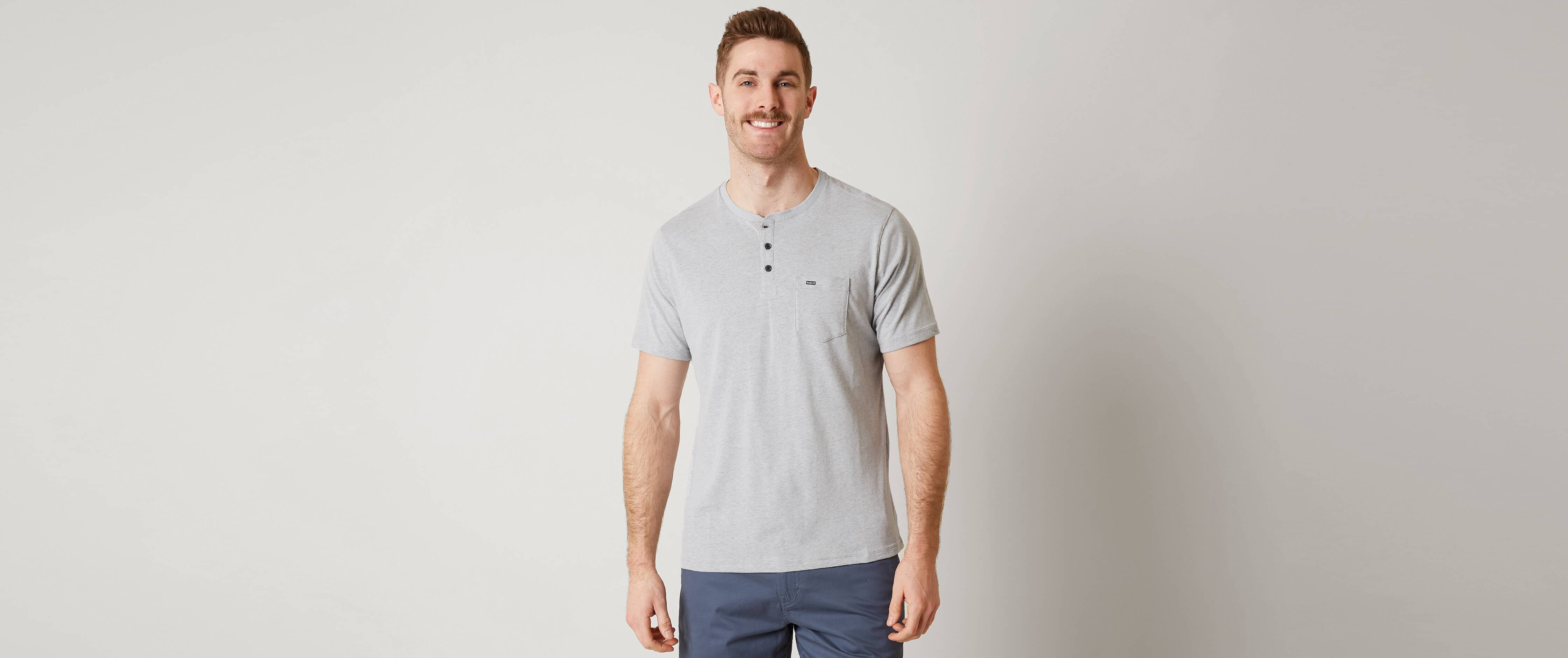 Hurley DriFIT Lagos Henley Men's TShirts in Wolf Grey Buckle