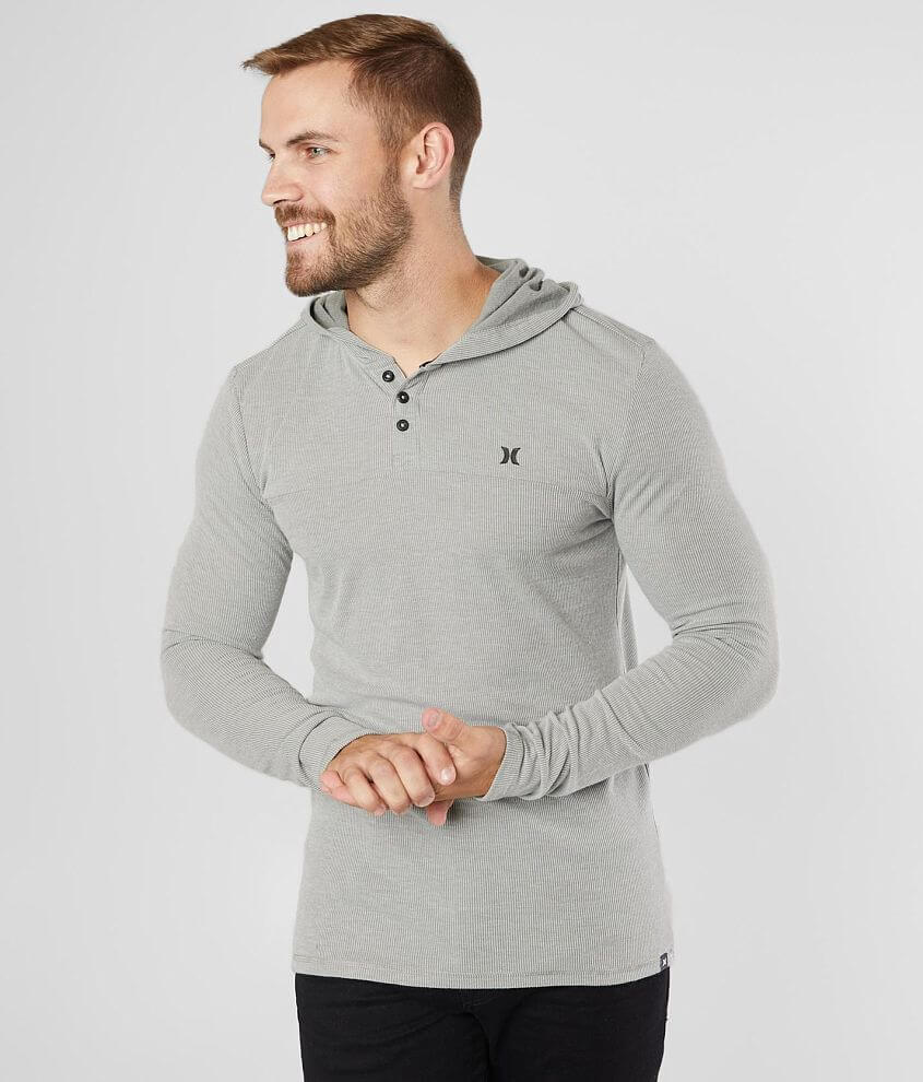 Hurley Tyler Striped Henley Hoodie front view