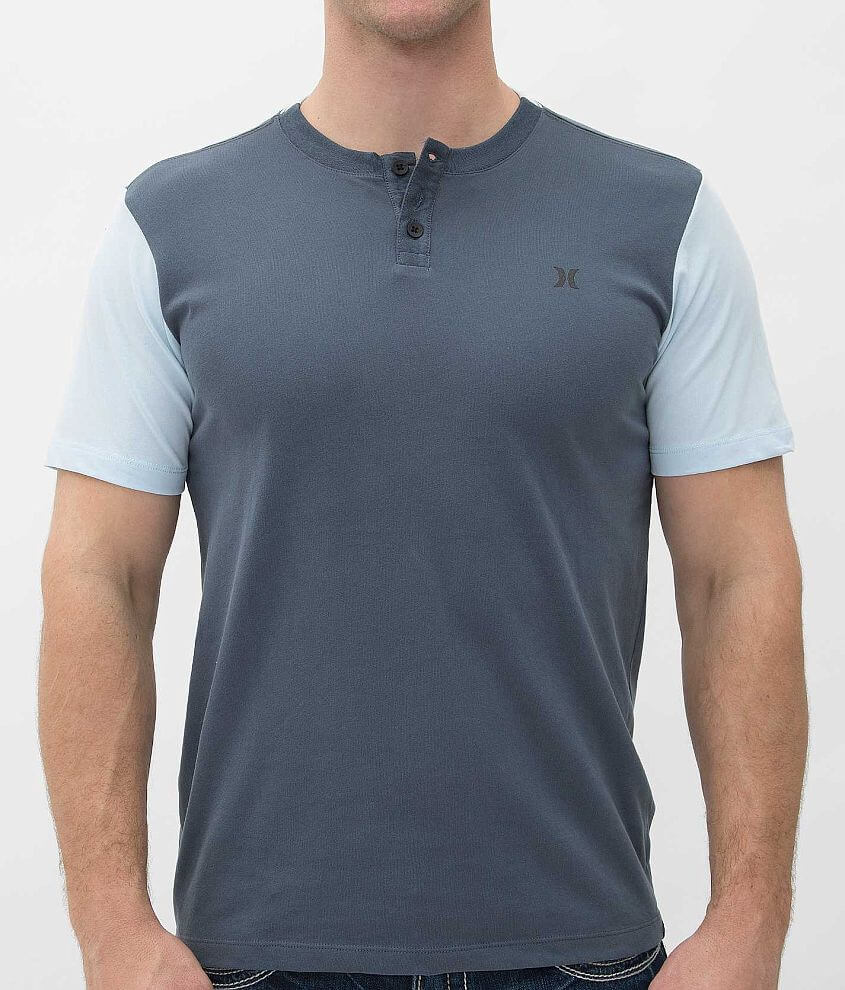 Hurley Dri FIT Henley Men s T Shirts in Dk Mag Grey Antartica Buckle