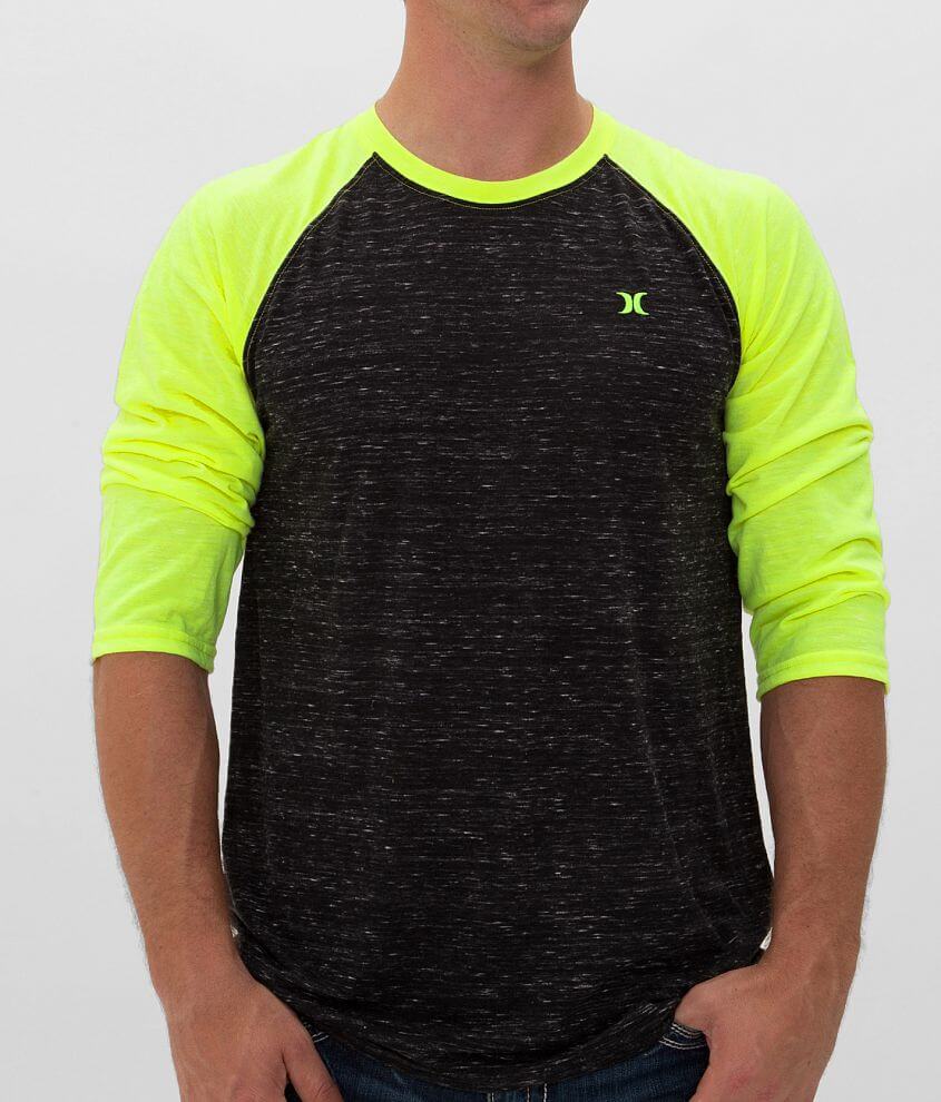 Hurley Basic Raglan T Shirt Men S T Shirts In Black Neon Yellow