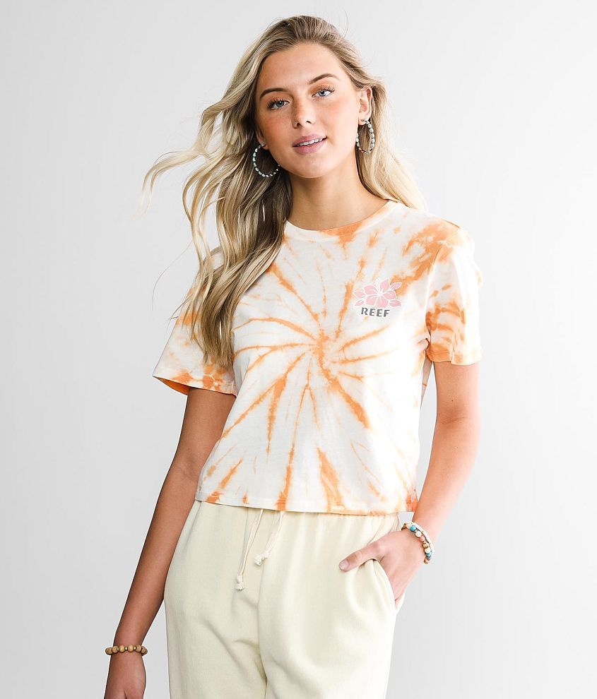 Reef Say Please Tie Dye T-Shirt - Women's T-Shirts in Peach Tie