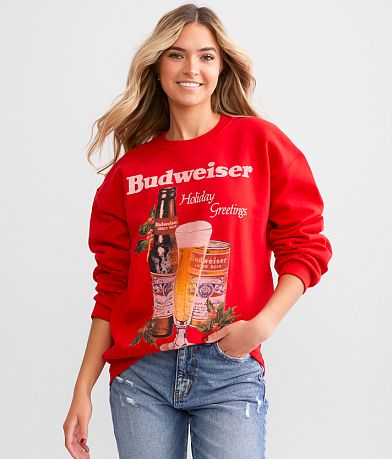 Junkfood Budweiser Holiday Oversized Pullover front view