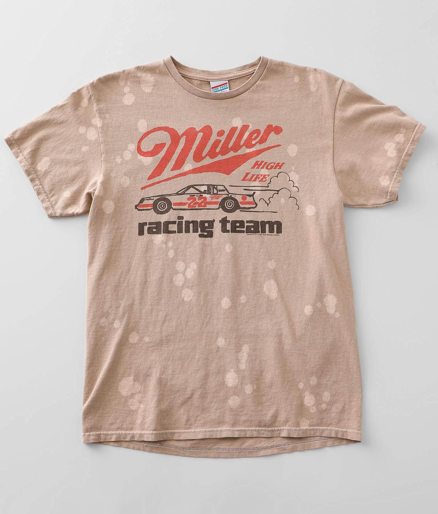 Junkfood Miller High Life Racing Team T Shirt Women S T Shirts In Bleach Dye Buckle