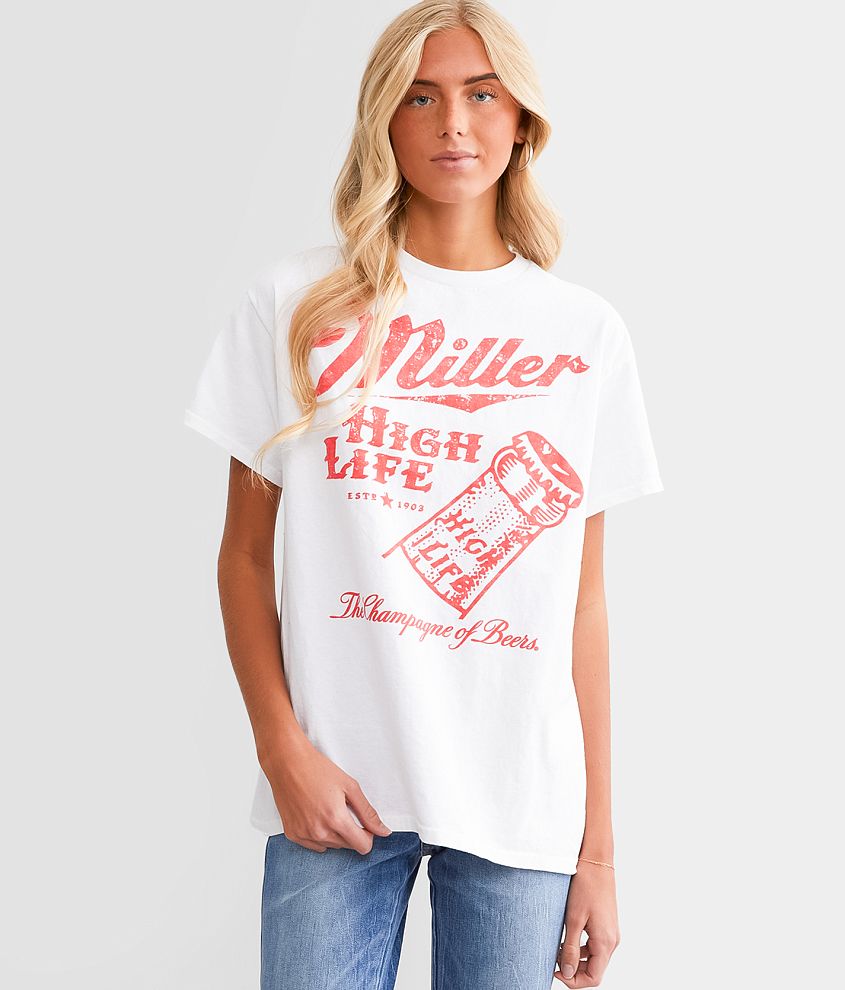 Junkfood Miller® High Life T Shirt   Women's T Shirts In White Grey