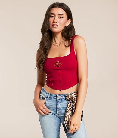 HYPE AND VICE Iowa State® Cyclones Cropped Tank Top front view