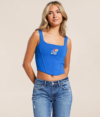 HYPE AND VICE Kansas® Jayhawks® Cropped Tank Top front view