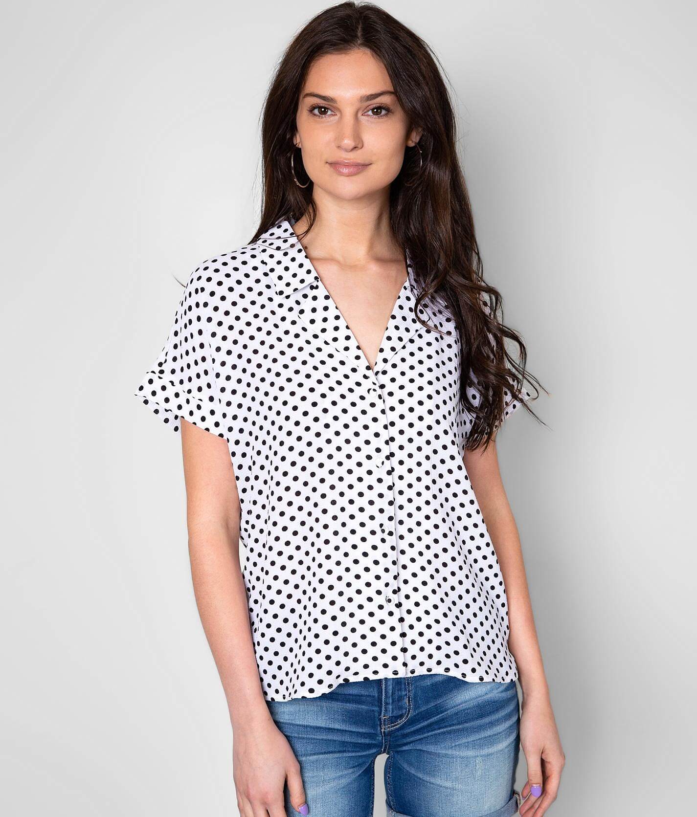 black polka dot shirt womens