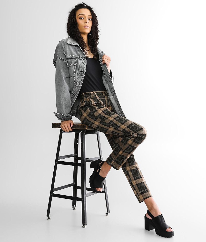 Gilded Intent Plaid Trouser Pant - Women's Pants in Green Cream