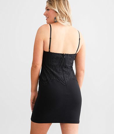 Willow &amp; Root Embroidered Mesh Mini Dress back view