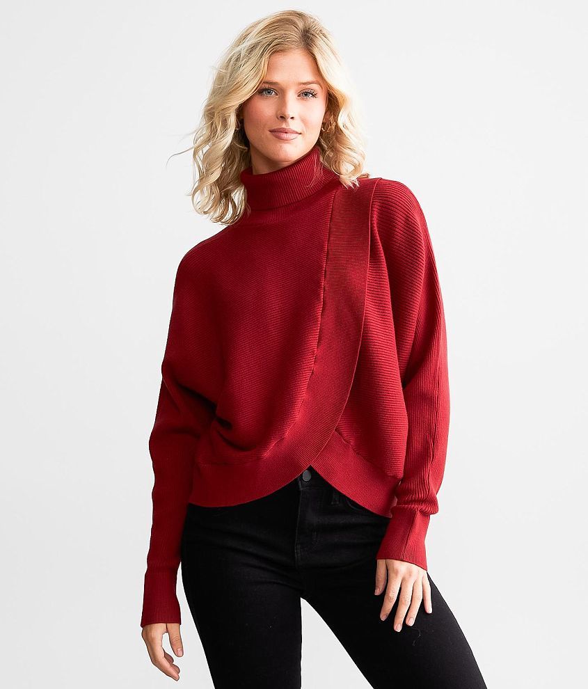red by BKE Turtle Neck Sweater front view