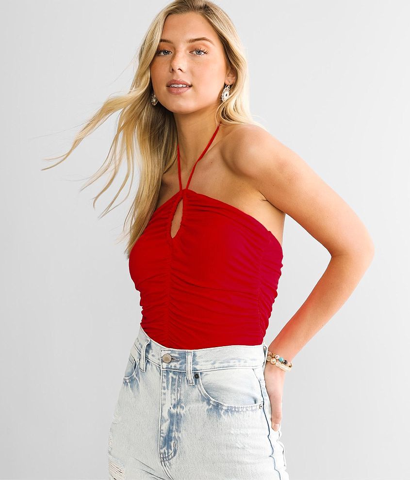 FITZ + EDDI Keyhole Halter Tank Top - Women's Tank Tops in High Risk Red