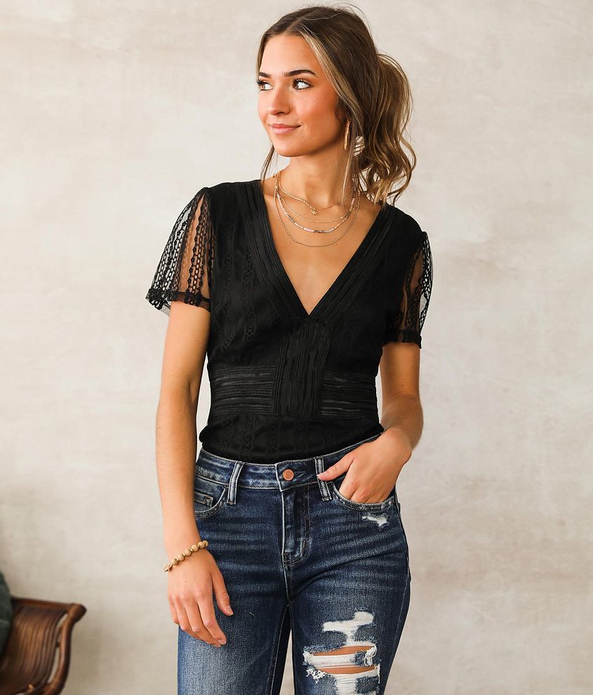 Willow & Root All-Over Lace Bodysuit - Women's Bodysuits in Black