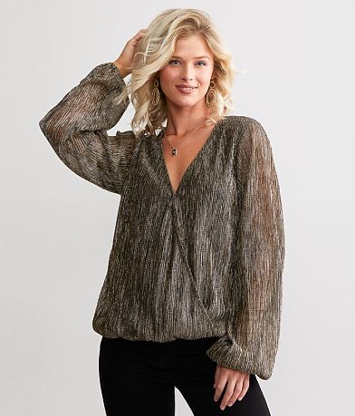 Daytrip Surplice Metallic Top front view