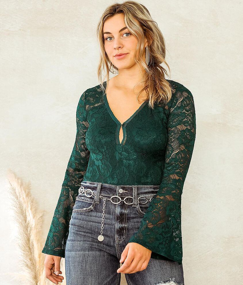 Green lace bodysuit, Bodysuits