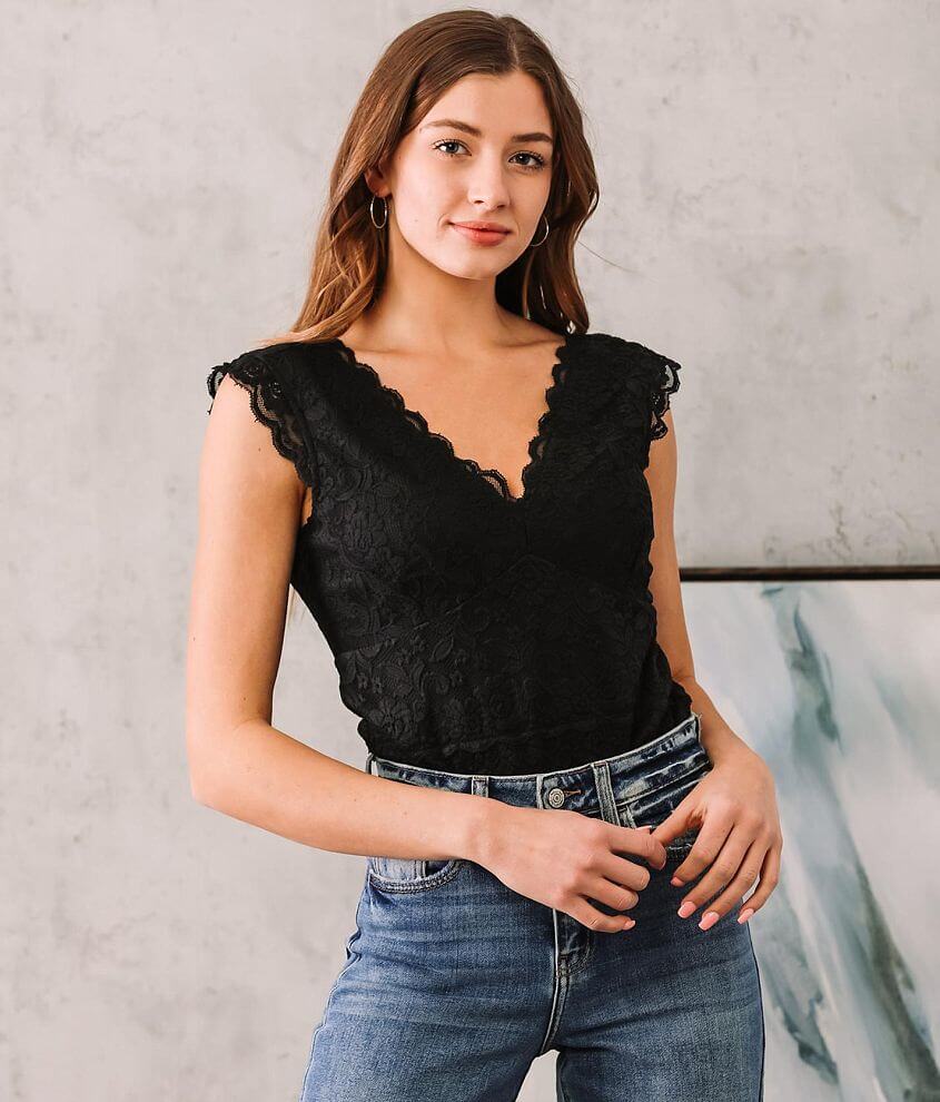 Willow & Root Lace Tank Bodysuit Women's Bodysuits in Black Buckle