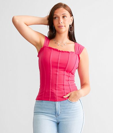 Willow & Root Square Neck Corset Tank Top - Women's Tank Tops in Azalea