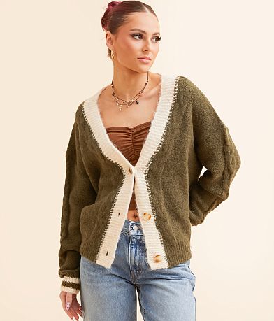 Gilded Intent Eyelash Cardigan Sweater front view
