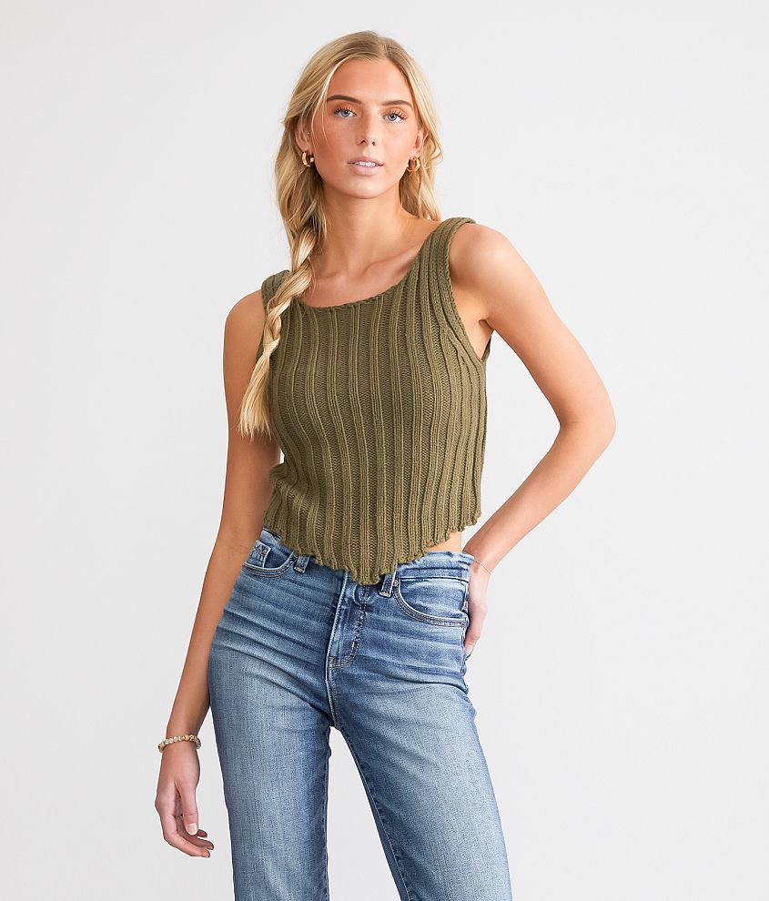 Tie-Front Sweater Tank Top