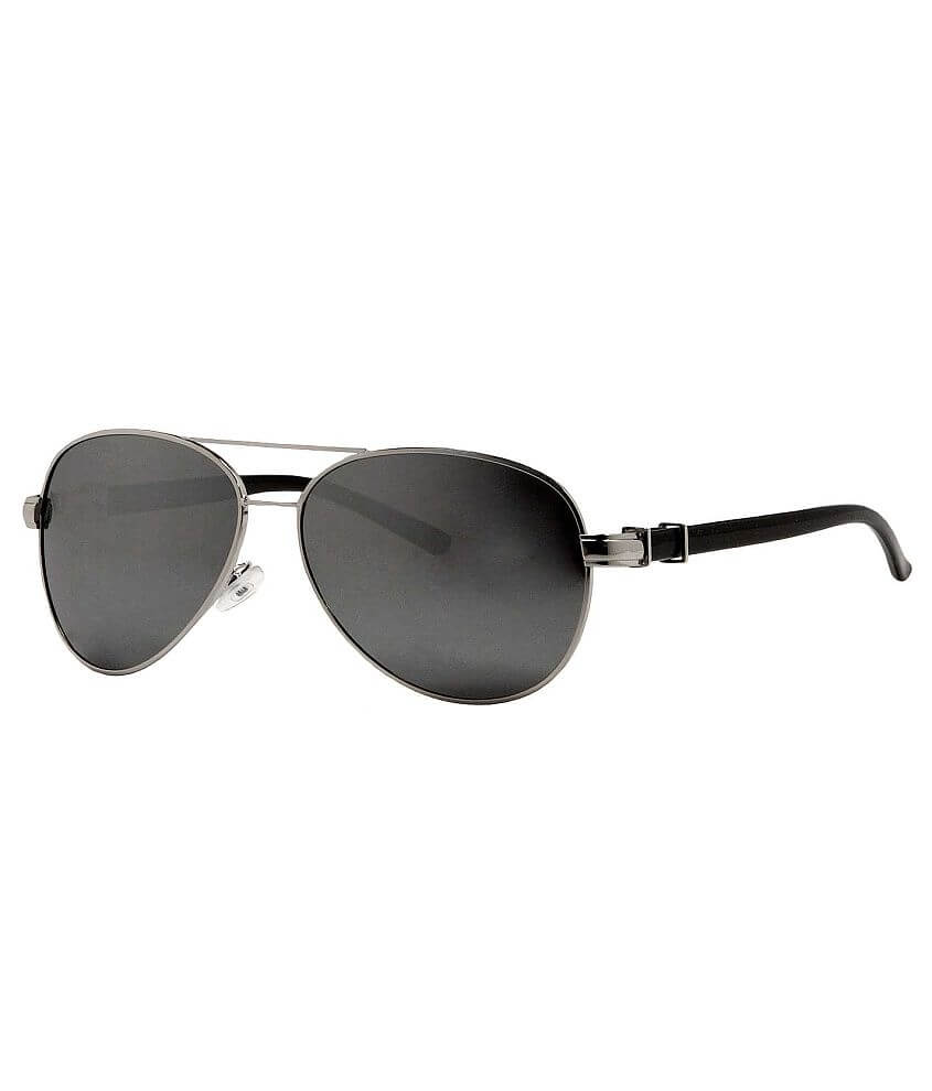 Buckle Black Aviator Sunglasses front view
