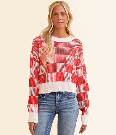 idem ditto® Checkered Chenille Sweater front view