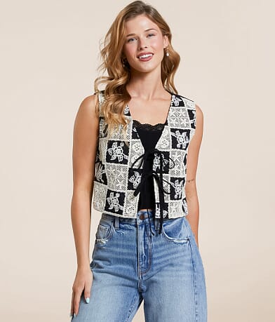 idem ditto® Checkered Crochet Vest front view