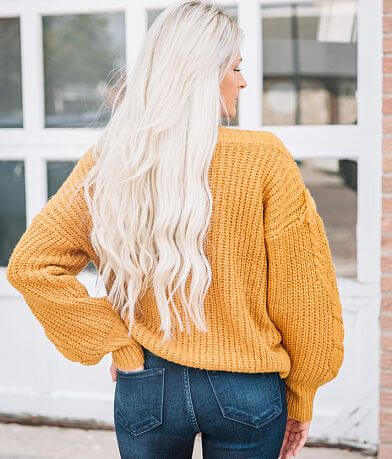 Willow &amp; Root Fringe Cable Knit Sweater BACK