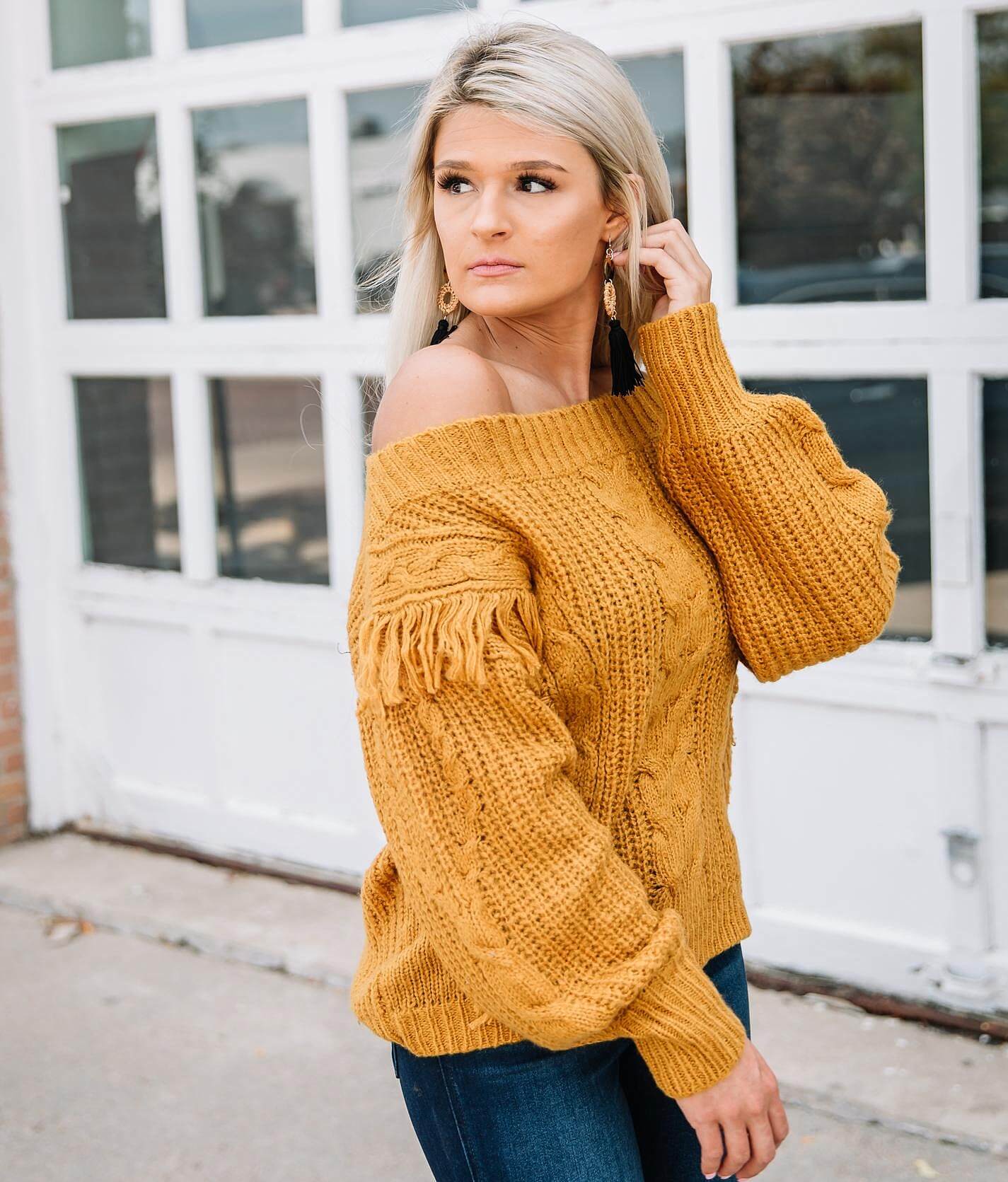 fringe knit sweater