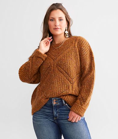 Daytrip Diamond Stitch Marled Sweater front view