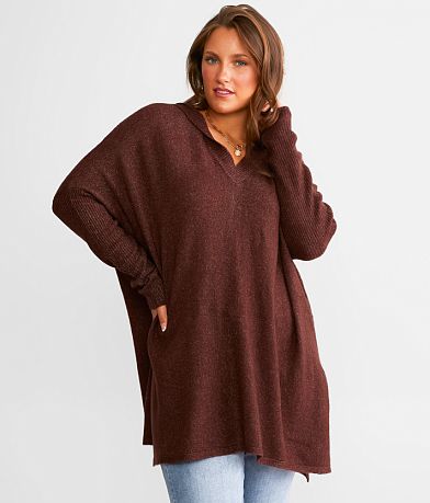 Daytrip Oversized Open Weave Hooded Sweater front view