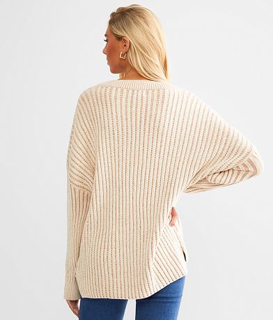 BKE Oversized Split Neck Sweater BACK